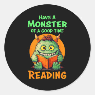 Funny Halloween Teacher Librarian Monster Reading Classic Round Sticker