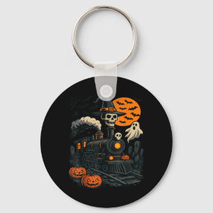 Funny Halloween Train Pumpkin Train Lover Railroad Keychain