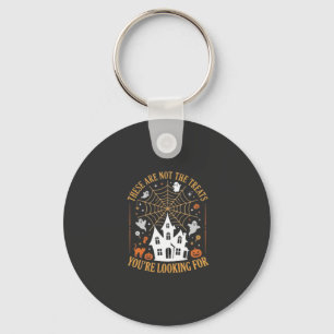 Funny Halloween Treats Ghost Haunted House Design_ Keychain