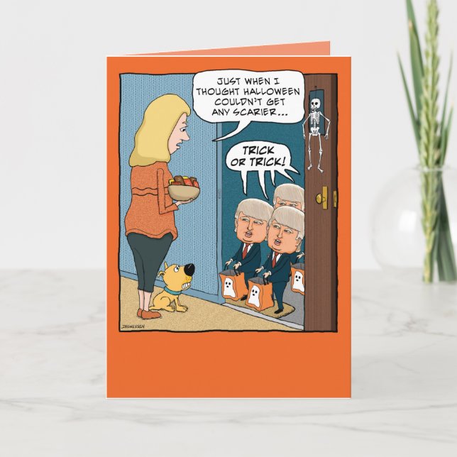Funny Halloween Trump Trick-or-Treaters Card (Front)
