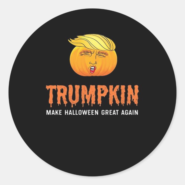 Funny Halloween Trumpkin  Classic Round Sticker (Front)