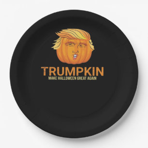 Funny Halloween Trumpkin - Fall Make Halloween Gre Paper Plate