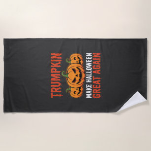 Funny Halloween Trumpkin Pumpkin Parody Beach Towel