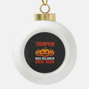 Funny Halloween Trumpkin Pumpkin Parody Ceramic Ball Christmas Ornament