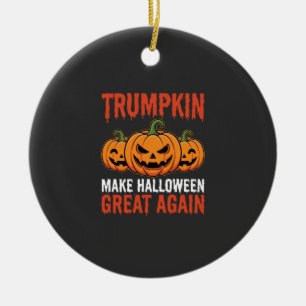Funny Halloween Trumpkin Pumpkin Parody Ceramic Ornament