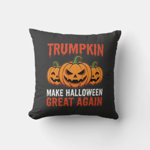Funny Halloween Trumpkin Pumpkin Parody Throw Pillow