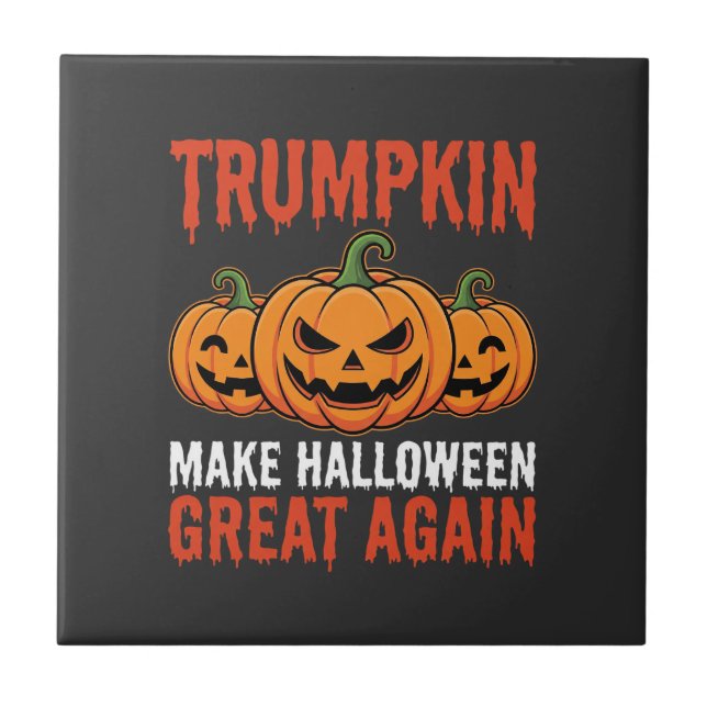 Funny Halloween Trumpkin Pumpkin Parody Tile (Front)