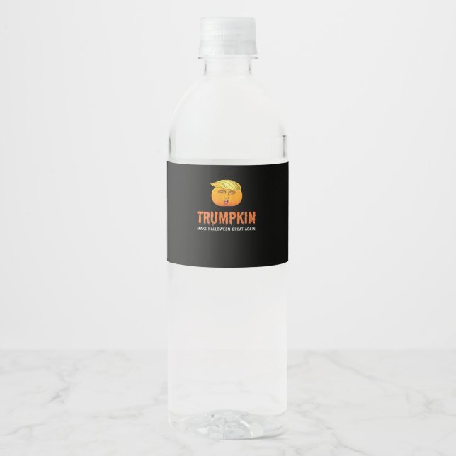 Funny Halloween Trumpkin  Water Bottle Label (Front)
