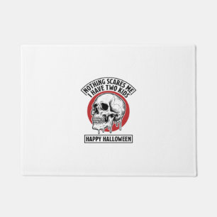 Funny Halloween Two Kids Skull Shirt Design_1 Doormat