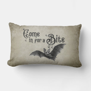 Funny Halloween Vampire Bat Come in for a Bite Lumbar Pillow