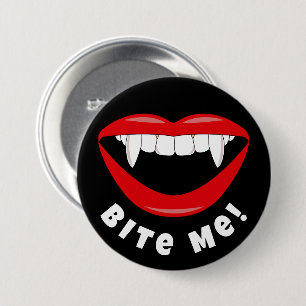 Funny Halloween Vampire Fangs Bite Me 3 Inch Round Button