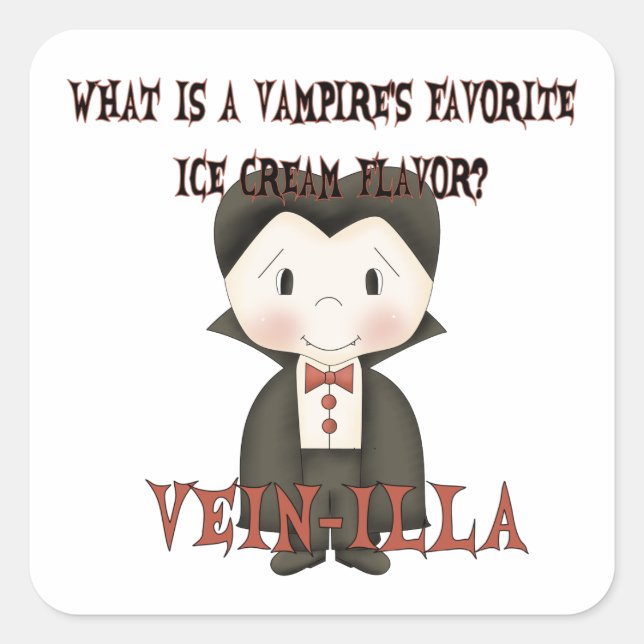 Funny Halloween Vampire Joke Square Sticker (Front)