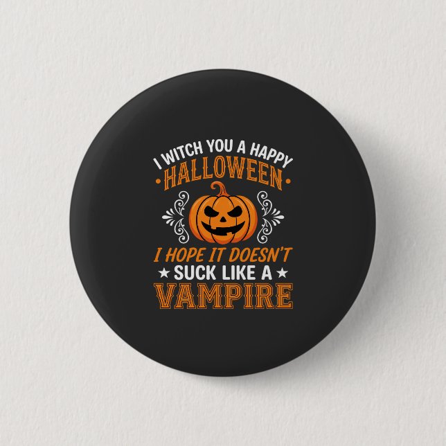 Funny Halloween Vampire Pumpkin 2 Inch Round Button (Front)