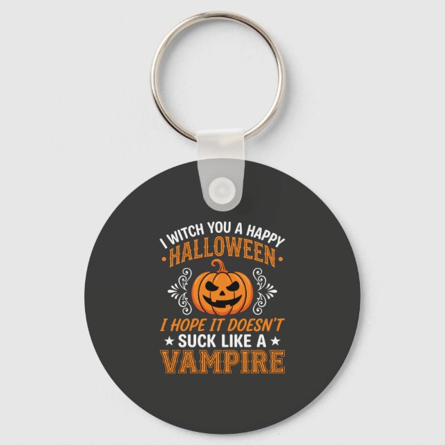 Funny Halloween Vampire Pumpkin Keychain (Front)