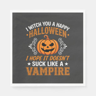 Funny Halloween Vampire Pumpkin Napkin