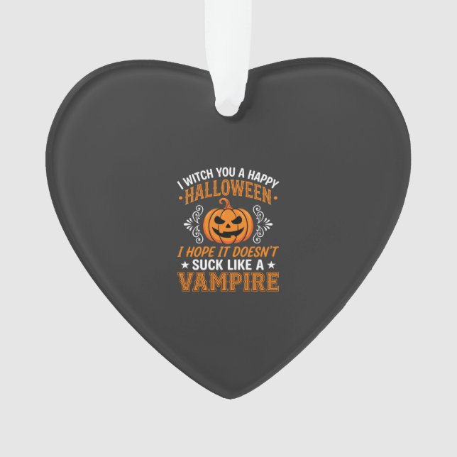 Funny Halloween Vampire Pumpkin Ornament (Front)