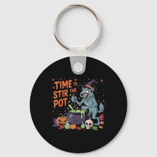 Funny Halloween Werewolf Time To Stir The Pot  Keychain