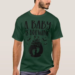 Funny Halloween Witch A Baby Is Brewing Halloween  T-Shirt