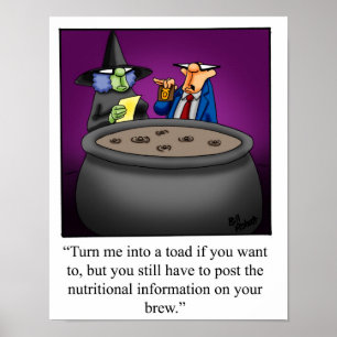 Funny Halloween Witch and F.D.A. Inspector Poster