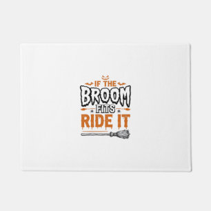 Funny Halloween Witch Broom Vintage Shirt Design_1 Doormat