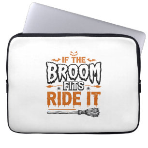 Funny Halloween Witch Broom Vintage Shirt Design_1 Laptop Sleeve