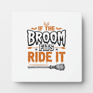 Funny Halloween Witch Broom Vintage Shirt Design_1 Plaque