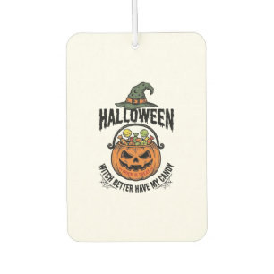 Funny Halloween Witch Candy Pumpkin Shirt Design_1 Air Freshener