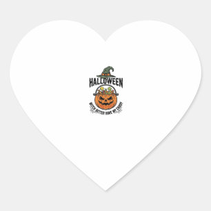 Funny Halloween Witch Candy Pumpkin Shirt Design_1 Heart Sticker