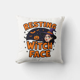 Funny Halloween Witch Design – "Resting Witch Face Throw Pillow