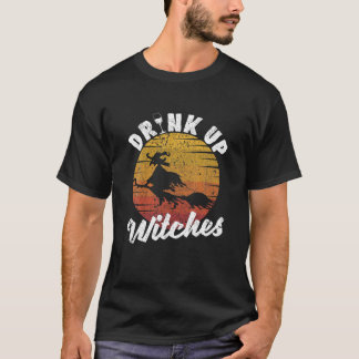 Funny Halloween Witch Drinking Wine Drinker Drink T-Shirt