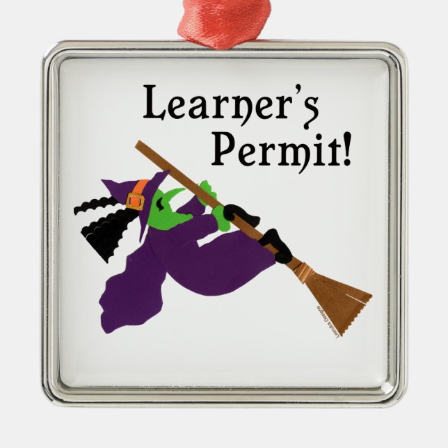 Funny Halloween Witch Metal Ornament (Front)