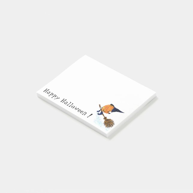 Funny Halloween Witch Pumpkin Flying Post-it Notes (Angled)