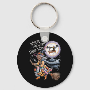Funny Halloween Witch Sewing and Fabric Lover Keychain