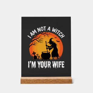 Funny Halloween Witch Wife Cauldron Design Acrylic Sign
