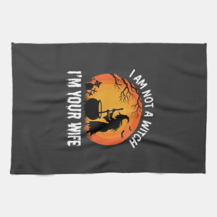 Funny Halloween Witch Wife Cauldron Design Kitchen Towel