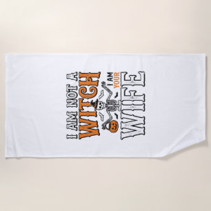 Funny Halloween Witch Wife Skeleton Vintage Shirt Beach Towel