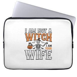 Funny Halloween Witch Wife Skeleton Vintage Shirt  Laptop Sleeve