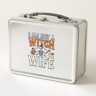 Funny Halloween Witch Wife Skeleton Vintage Shirt Metal Lunch Box