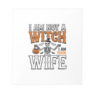 Funny Halloween Witch Wife Skeleton Vintage Shirt Notepad