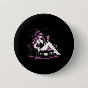 Funny Halloween Witch Witchy Cat Womens 2 Inch Round Button