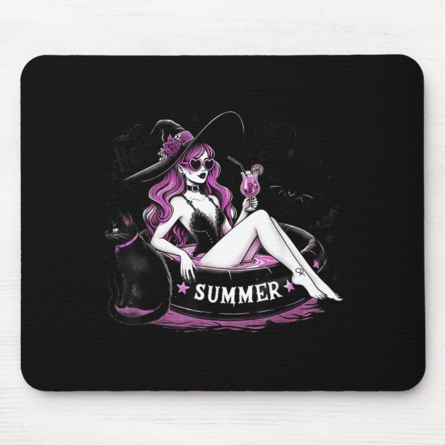 Funny Halloween Witch Witchy Cat Womens Mouse Pad (Front)
