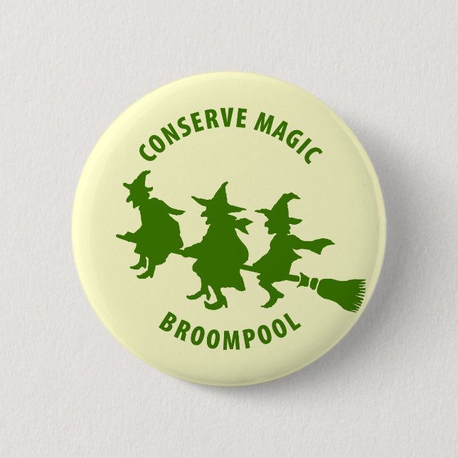 Funny Halloween Witches Green 2 Inch Round Button (Front)