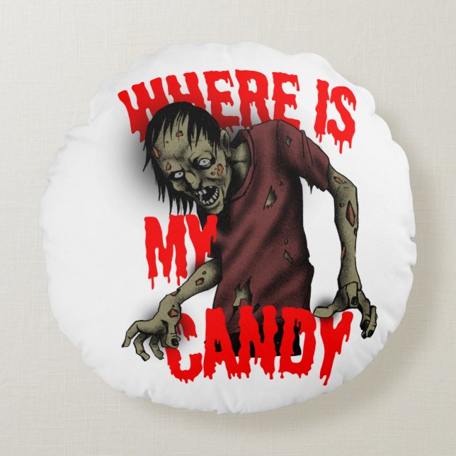 Funny Halloween Zombie Pillow – “Where Is My Candy (Front)