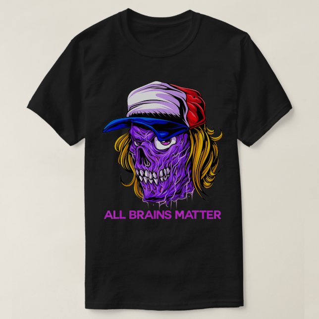 Funny Halloween Zombie Teacher Educator All Brains T-Shirt (Design Front)
