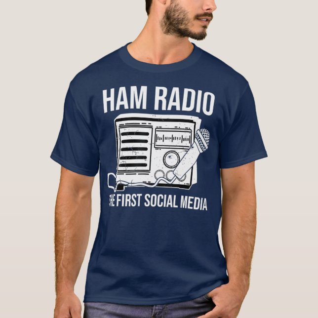 Funny Ham Radio Shirt The First Social Media (Front)