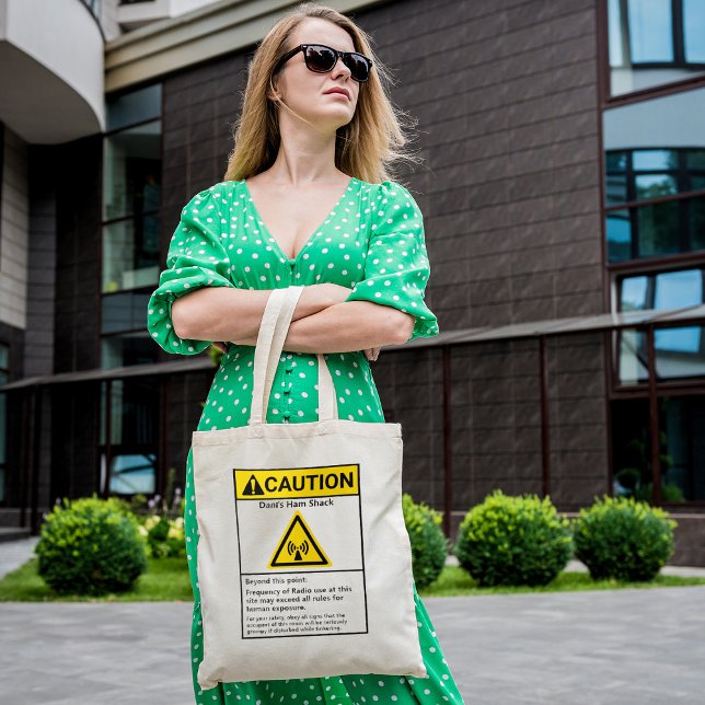 Funny Ham Shack Caution Radio Operator Tote Bag (Creator Uploaded)