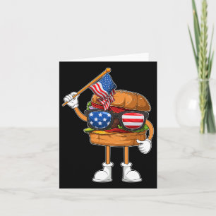 Funny Hamburger American Flag Independence Day 4th Card