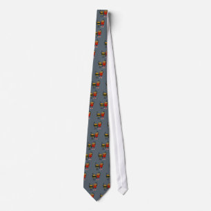 Funny Hamburger and French Fries Cartoon Art Tie