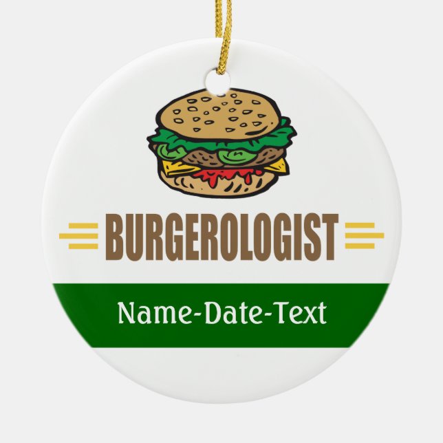 Funny Hamburger Ceramic Ornament (Front)