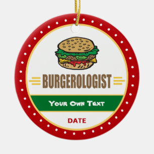 Funny Hamburger Cheeseburger Ceramic Ornament